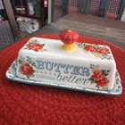 The Pioneer Woman "butter Makes Everything Better" Floral Farmhouse Dish Used. Price: $13.00.