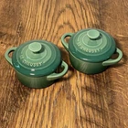 Le Creuset Mini Cocotte 8OZ 4" Artichaut Green Dutch Oven Of 2 W/ Lid New. Price: $49.99.