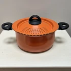 Italia Bialetti Nonstick Pasta Pot Strainer Lid Orange 5.5-QUART Taste Of Italy Used. Price: $58.00.
