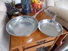 Princess House Heritage Tri-ply Stainless Steel Fry Pans, 10" W/lid & 8" W/o Used. Price: $95.00.