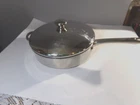 Vtg 4 Qt. Stainless Steel Non Stick Skillet Fry Pan W/lid Cooks Essentials Used. Price: $18.00.