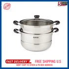 7.6QT Large Supor 2-TIER Stainless Steel Steamer Pot With Glass Lid- New. Price: $34.50.