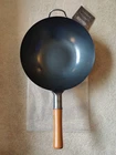 Yosukata 13.5" Black Carbon Steel Wok Pan - Flat Bottom New. Price: $41.00.