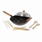 Joyce Chen Professional Series 14" Carbon Steel Excalibur Nonstick Wok 10-PIECE New. Price: $124.95.