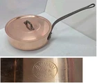 Vintage Baumalu Copper Saute Pan & Lid Tin Lined Cast Iron Handles Made France Used. Price: $149.01.