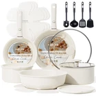 Carote 19PCS Pots And Pans Set, Nonstick Piece, Cream White With Glass Lid New. Price: $60.05.