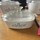Corningware Blue Cornflower Casserole Dish Set With Lids, 1-3 Qt, Oven-safe Used. Price: $75.00.