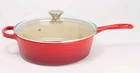 Le Creuset 3.75-QT Cast Iron Cassadou W/glass Lid Cerise Nib New. Price: $199.25.