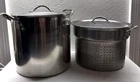 Mainstays 8-QT Stainless Steel Stock Pot With Steamer Basket Metal Lids Used. Price: $19.99.