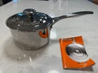 Creuset 1.9 2 Qt. Saucepan Pot With Lid 3-PLY Stainless Steel 16CM 1/4" Used. Price: $89.00.