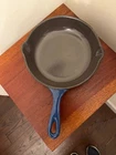 Creuset Double Spouted Cast Iron Skillet Pan Blue Size 20 Great Condition Used. Price: $55.00.
