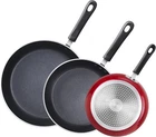 Cook Home 3PC Nonstick Fry Pan Set 8" 9.5" 11" Induction Marble Red/turquoise New. Price: $87.99.