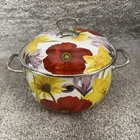 The Pioneer Woman Dutch Oven Floral Garden Enameled Steel 4 Qt Retired Stock Pot Used. Price: $18.00.