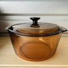 Vintage Corning Vision Pyrex France Usa Amber Glass 4.5L Stockpot Used. Price: $65.50.