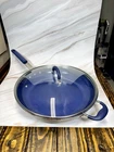 Nutrichef 14" Ceramic Non-stick Frying Pan With Lid Silver/blue (open Box) New. Price: $79.99.