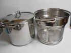 All Clad Stainless Steel 8 Qt Stock Pot & Mesh Steamer Basket With Lid 3 Pieces Used. Price: $89.99.