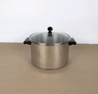 Vintage Farberware Classic Stock Pot 18/10 Stainless Steel 5 1/2 Qt W/ Glass Lid Used. Price: $24.95.