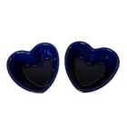 Chantal Heart Ramekins Set Of 2 Cobalt Blue Stoneware 7 Oz Baking Dishes Used. Price: $19.99.