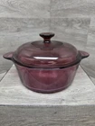 Visions Corningware 1156 Cranberry Glass 2.5 Dutch Oven 2-HANDLED & Lid Purple Used. Price: $31.00.
