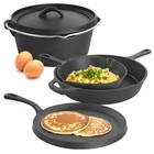 Megachef Pre-seasoned Cast Iron 5-PIECE Kitchen Cookware Set, Pots And Pans New. Price: $44.99.