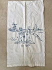 Vintage Linen Hand Embroidered Blue Dutch Girl Boy Large Towel 40"X22". Price: $12.00.