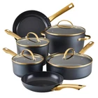 Cookware Set 12 Piece Forged Induction Ceramic Nonstick Black Gold Farberware New. Price: $154.99.