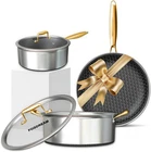 Fogdream 5-PIECE Tri-ply Stainless Steel Cookware Gold Non-stick Induction Nib New. Price: $90.20.