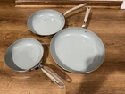 Tramontina Ceramic Nonstick Frying Pan Set 3-PIECE Gray Stainless Base Used. Price: $44.99.