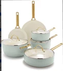 Greenpan Reserve Ceramic Nonstick 10-PIECE Cookware Set Julep With Gold-tone New. Price: $285.00.