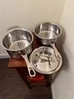 Creuset Stainless Steel Cookware 2 Handled Pots & Lid 1.5 Qts. 3 Pieces Used. Price: $90.00.