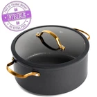 Thyme & Table 5 Qt Non-stick Stock Pot Glass Lid Black Gold Signature Collection New. Price: $29.59.