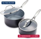 Greenpan Valencia Pro Ceramic Nonstick 1.66QT & 3.3QT Saucepan Pots With Lids Se New. Price: $253.11.