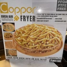 Copper Oven Air Fryer- 2-PC, 12" Round Baking Sheet, !1" Frying Basket, To Crisp New. Price: $19.95.