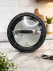 Calphalon Replacement Pot/pan Strainer Glass Silicone Lid 6" Outside 5 Inside Used. Price: $8.99.