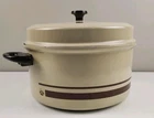 Stanhome Meyer Nonstick 6 Qt Dutch Oven Cream Color Brown Stripes Stanley Logo Used. Price: $35.00.