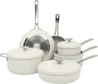 Linen White 10-PIECE Non-stick Cookware Set Induction Compatible Pots & Pans New. Price: $116.99.