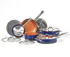 Chef Quickcook 16PIECE Pan Set With Ceramitech Navy/copper New. Price: $119.99.