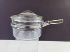 Pyrex Flameware 6324B Clear Glass Sauce Pan & 6324C Flat Handle Lid Used. Price: $21.21.