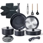 Chef Power Ceramic Nonstick Cookware 19 Pcs Set, Rock Stone Black New. Price: $99.99.