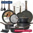 Useluck Pots And Pans Stick Non-toxic 22 Pcs Ceramic Cookware Sets New. Price: $215.95.
