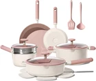 Nonstick Pink Ceramic Cookware Set, 15-PIECE Induction Kitchen New. Price: $116.99.
