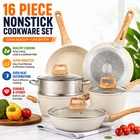 16PCS Pots And Pans Set White Cookware Granite Kitchen New. Price: $72.89.
