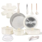 Chef Power Ceramic Nonstick Pots And Pans 19 Pcs Set, Granite Grey White New. Price: $99.46.