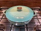 Cuisinart Enamel Cast Iron Double Handle Braiser Ombre Blue 11" 4 Qt Clean Used. Price: $78.00.