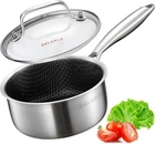Delarlo Tri-ply Hybrid Stainless Steel Sauce Pan, Hybird 1.5QT Non Stick Pots, New. Price: $49.95.