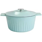 Martha Stewart 5 Qt Enameled Cast Iron Dutch Oven W/ Lid Light Cyan Blue New. Price: $56.69.
