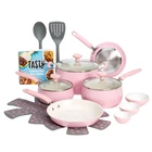 Tasty Clean Ceramic Nonstick Cookware Set 16 Pc Pink Pots And Pans Induction Bas New. Price: $42.85.