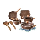 The Pioneer Woman Prairie Signature 14-PIECE Cast Aluminum Cookware Set, Brown New. Price: $107.00.