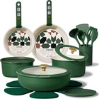 21-PIECE Green Non-stick Ceramic Cookware Set Induction & Dishwasher Safe New. Price: $199.99.