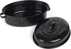 16 Inch Roasting Pan With Lid - Covered Oval Roaster Enamel Carbon Steel New. Price: $41.94.